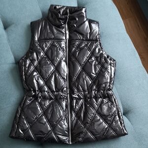 NWT Women's Michael Kors Shiny Black Quilted Puffer Vest Small / Medium